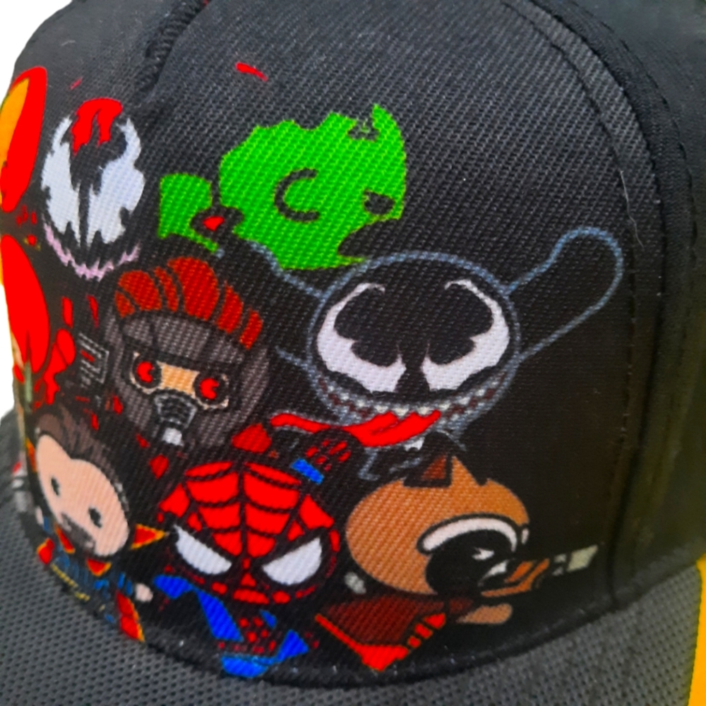 Marvel Superhero Cartoon Kawaii Character Baseball Cap Black Wool Blend 115665 - Picture 4 of 13